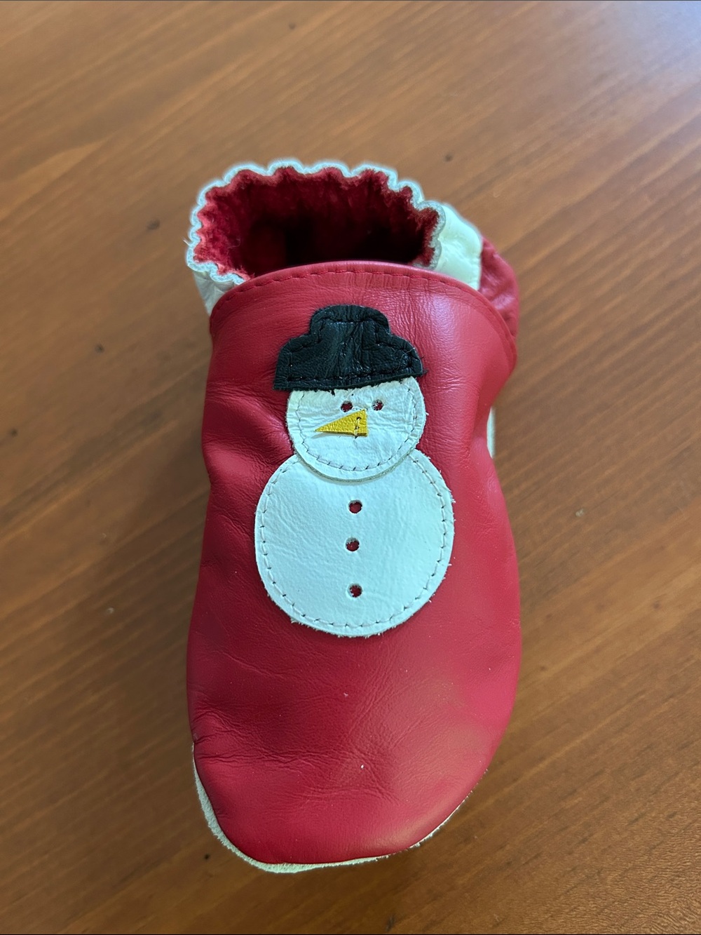 Robeez Kids Red Snowman Leather Slipper